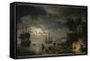 La Nuit : un port de mer au clair de lune-Claude Joseph Vernet-Framed Stretched Canvas