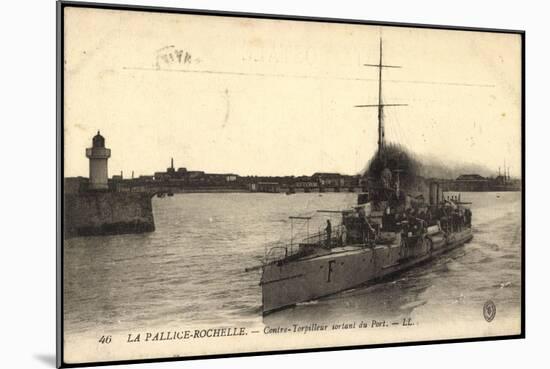 La Pallice Rochelle,Contre Torpilleur Sortant D Port-null-Mounted Giclee Print