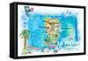 La Palma Illustrated Travel Map with Roads and Highlights-M. Bleichner-Framed Stretched Canvas