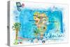 La Palma Illustrated Travel Map with Roads and Highlights-M. Bleichner-Stretched Canvas
