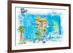 La Palma Illustrated Travel Map with Roads and Highlights-M. Bleichner-Framed Art Print