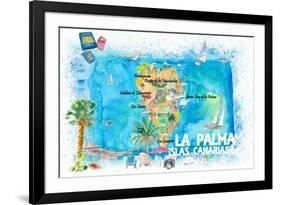 La Palma Illustrated Travel Map with Roads and Highlights-M. Bleichner-Framed Art Print