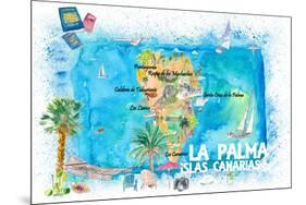 La Palma Illustrated Travel Map with Roads and Highlights-M. Bleichner-Mounted Art Print