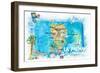 La Palma Illustrated Travel Map with Roads and Highlights-M. Bleichner-Framed Art Print