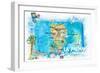 La Palma Illustrated Travel Map with Roads and Highlights-M. Bleichner-Framed Art Print