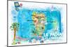 La Palma Illustrated Travel Map with Roads and Highlights-M. Bleichner-Mounted Art Print