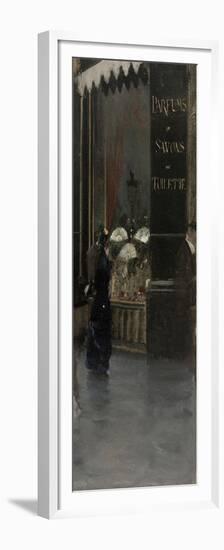 La parfumerie Violet (à l'angle du Boulevard des Capucines et de la rue Scribe)-Giuseppe De Nittis-Framed Premium Giclee Print