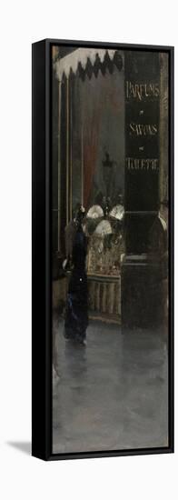 La parfumerie Violet (à l'angle du Boulevard des Capucines et de la rue Scribe)-Giuseppe De Nittis-Framed Stretched Canvas