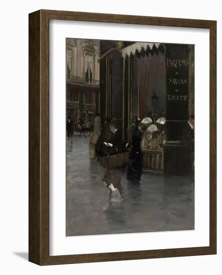 La parfumerie Violet (à l'angle du boulevard des Capucines et de la rue Scribe)-Giuseppe De Nittis-Framed Giclee Print