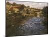 La Passerelle: a French River Landscape with a Washerwoman-Fritz Thaulow-Mounted Giclee Print