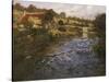 La Passerelle: a French River Landscape with a Washerwoman-Fritz Thaulow-Stretched Canvas