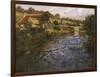 La Passerelle: a French River Landscape with a Washerwoman-Fritz Thaulow-Framed Giclee Print