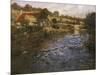 La Passerelle: a French River Landscape with a Washerwoman-Fritz Thaulow-Mounted Giclee Print