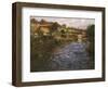 La Passerelle: a French River Landscape with a Washerwoman-Fritz Thaulow-Framed Giclee Print