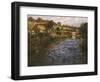 La Passerelle: a French River Landscape with a Washerwoman-Fritz Thaulow-Framed Giclee Print