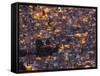 La Paz at Dusk with Patchwork Lit Up Buildings-Alex Saberi-Framed Stretched Canvas