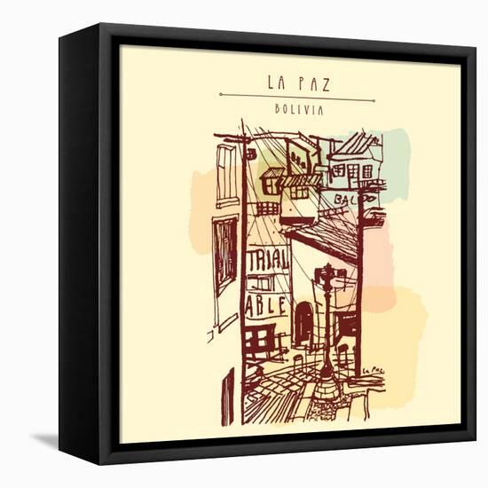 La Paz, Bolivia, Latin America. Hand Drawn Vintage Postcard in Vector-babayuka-Framed Stretched Canvas