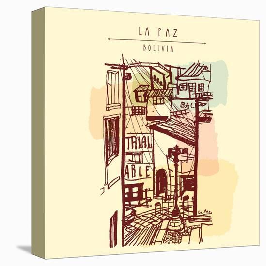 La Paz, Bolivia, Latin America. Hand Drawn Vintage Postcard in Vector-babayuka-Stretched Canvas