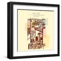 La Paz, Bolivia, Latin America. Hand Drawn Vintage Postcard in Vector-babayuka-Framed Art Print