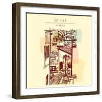 La Paz, Bolivia, Latin America. Hand Drawn Vintage Postcard in Vector-babayuka-Framed Art Print