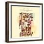 La Paz, Bolivia, Latin America. Hand Drawn Vintage Postcard in Vector-babayuka-Framed Art Print