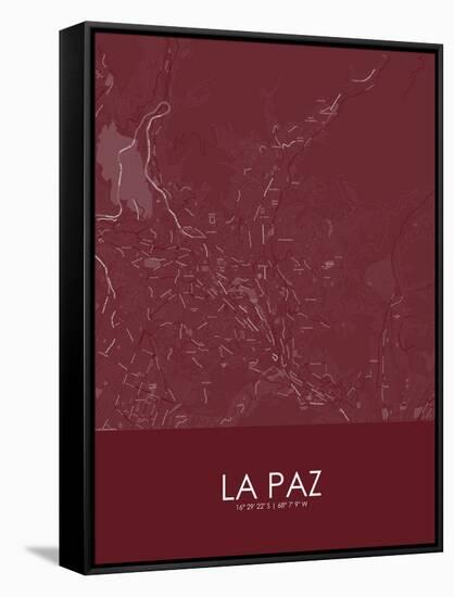 La Paz, Bolivia Red Map-null-Framed Stretched Canvas