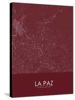 La Paz, Bolivia Red Map-null-Stretched Canvas