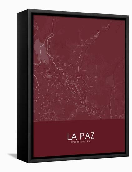 La Paz, Bolivia Red Map-null-Framed Stretched Canvas