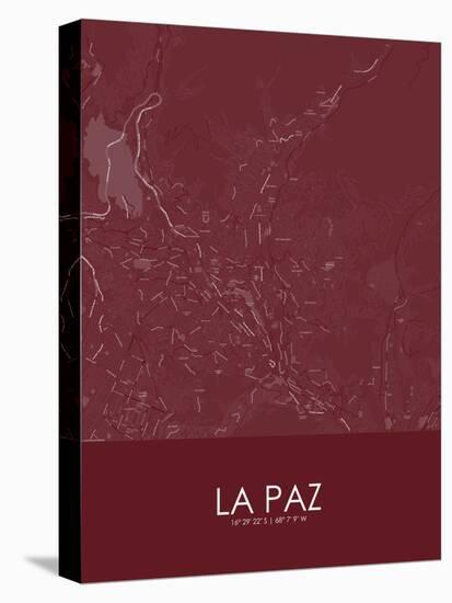 La Paz, Bolivia Red Map-null-Stretched Canvas