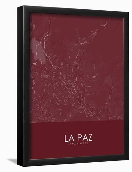 La Paz, Bolivia Red Map-null-Framed Poster