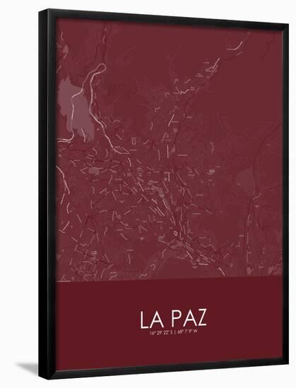 La Paz, Bolivia Red Map-null-Framed Poster