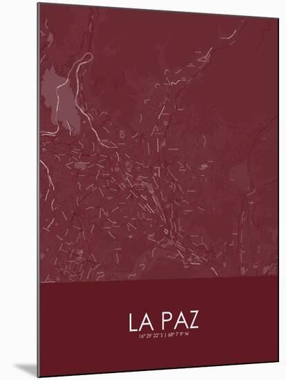 La Paz, Bolivia Red Map-null-Mounted Poster