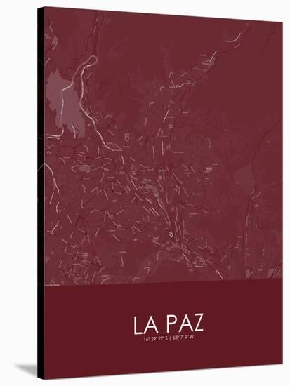 La Paz, Bolivia Red Map-null-Stretched Canvas