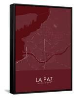 La Paz, Mexico Red Map-null-Framed Stretched Canvas