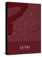 La Paz, Mexico Red Map-null-Stretched Canvas