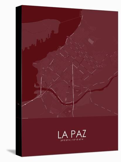 La Paz, Mexico Red Map-null-Stretched Canvas