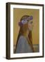 La Pensee - Thought.The woman wears a wreath of pansies, in French "Pensees"-Alexandre Seon-Framed Giclee Print