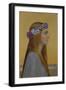 La Pensee - Thought.The woman wears a wreath of pansies, in French "Pensees"-Alexandre Seon-Framed Giclee Print