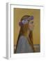La Pensee - Thought.The woman wears a wreath of pansies, in French "Pensees"-Alexandre Seon-Framed Giclee Print