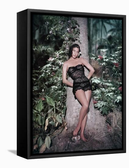 La Petite Hutte THE LITTLE HUT by Mark Robson with Ava Gardner (guepiere Dior), 1957 (photo)-null-Framed Stretched Canvas