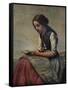 'La petite Liseuse ou Jeune bergère assise et lisant', c1855-Jean-Baptiste-Camille Corot-Framed Stretched Canvas
