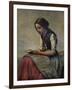 'La petite Liseuse ou Jeune bergère assise et lisant', c1855-Jean-Baptiste-Camille Corot-Framed Premium Giclee Print