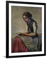 'La petite Liseuse ou Jeune bergère assise et lisant', c1855-Jean-Baptiste-Camille Corot-Framed Premium Giclee Print