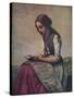 'La petite Liseuse ou Jeune bergère assise et lisant', c1855-Jean-Baptiste-Camille Corot-Stretched Canvas