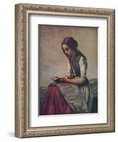'La petite Liseuse ou Jeune bergère assise et lisant', c1855-Jean-Baptiste-Camille Corot-Framed Giclee Print