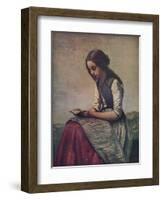 'La petite Liseuse ou Jeune bergère assise et lisant', c1855-Jean-Baptiste-Camille Corot-Framed Giclee Print