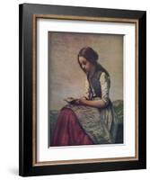 'La petite Liseuse ou Jeune bergère assise et lisant', c1855-Jean-Baptiste-Camille Corot-Framed Giclee Print