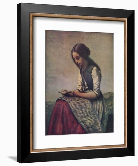 'La petite Liseuse ou Jeune bergère assise et lisant', c1855-Jean-Baptiste-Camille Corot-Framed Giclee Print