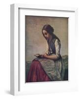 'La petite Liseuse ou Jeune bergère assise et lisant', c1855-Jean-Baptiste-Camille Corot-Framed Giclee Print