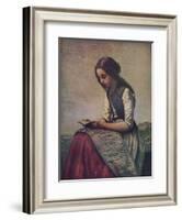 'La petite Liseuse ou Jeune bergère assise et lisant', c1855-Jean-Baptiste-Camille Corot-Framed Giclee Print